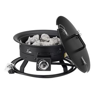 Braciere a Propano da 19 Pollici di Diametro, Altezza della Fiamma Regolabile, Forma Quadrata, Braciere Portatile a Gas per Campeggio all'Aperto con Copertura e Pietre Laviche - Product Image 1