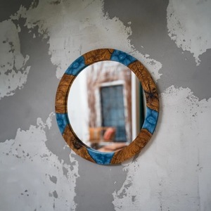 Handmade Resin Wooden Wall Mirror Modern Designer Frame for Living Room Bedroom Entryway and Home Decoration - Product Image 1