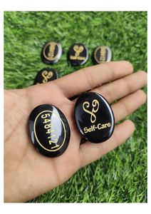 อาเกตสีดำ อาเกตทรงรี ขายส่ง หินรูปไข่แกะสลักธรรมชาติ 42 คำ คริสตัล หินแกะสลักทำมือ - Product Image 2