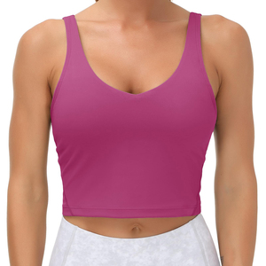 Camiseta sin mangas rosa con cuello en V para mujer, top corto sexy para mujer, camiseta sin mangas ajustada para mujer - Product Image 1