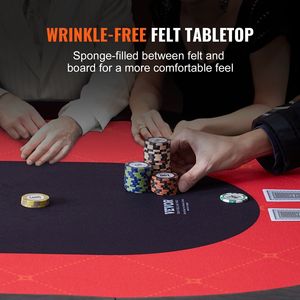 Table de poker portable pliable pour 10 joueurs avec rails rembourrés et porte-gobelets en acier inoxydable pour le Blackjack, le Texas Hold'em, le Mahjong et les jeux de hasard - Product Image 5