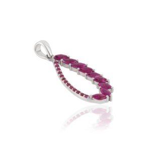 Pendentif sur mesure en argent sterling 925 avec pierres précieuses en rubis naturel de forme marquise et ronde, style goutte d'eau, pour femmes - Product Image 3