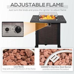 Tavolo con Braciere a Gas Propano da 50.000 BTU Certificato CSA, con Rocce Laviche e Protezione dal Vento - Product Image 6