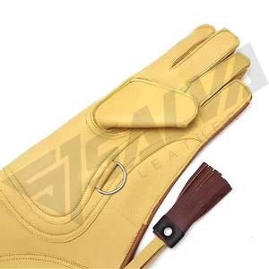 Gant de fauconnerie de haute qualité 2026 avec manchette contrastée en cuir véritable, non doublé, écologique et durable pour la chasse et les sports - Product Image 5