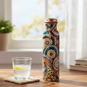 Premium Eco-Friendly 100% Pure Copper water bottle <b>Drinkware</b> with Classic Design Applicable for Boiling Water 1000ml Capacity - Product Image 2
