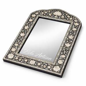 Espejo de Pared Decorativo de Lujo Hecho a Mano con Incrustaciones de Madreperla y Hueso, Estilo Moderno de Mediados de Siglo, 60x40 cm, Bela Artisan - Product Image 1