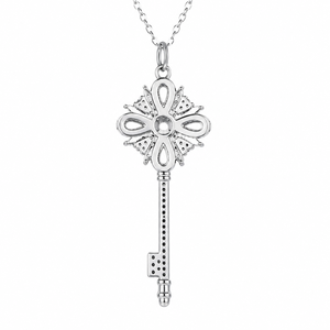 Vintage 925 <b>Sterling</b> <b>Silver</b> Moissanite GRA Certified Trendy Key Shaped Link Chain Key <b>Necklace</b> Women's Jewelry - Product Image 3