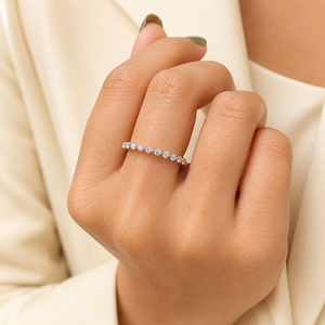 0.55 Carat Round Lab Grown <b>Diamond</b> Floating Bubble Eternity Wedding Band Stackable Bridal <b>Ring</b> 14K 18K Solid Gold Fine Jewelry - Product Image 1