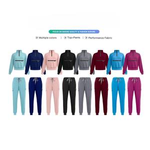 Uniforme d'infirmière sur mesure à col montant, respirant, en polyester de haute qualité, pantalon multicolore, uniforme de médecin, d'hôpital et de spa, fabrication OEM - Product Image 3