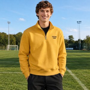 Premium Men's <b>White</b> Half Zip <b>Sweatshirt</b> Lightweight Comfortable Pullover Long Sleeve Modern Casual Sportswear Apparel - Product Image 3