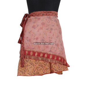 Minifalda cruzada completa 2026 - Minifalda cruzada completa de seda estilo Bollywood - Ropa de disfraz indio - Minifalda cruzada con estampado bohemio para mujer al por mayor - Product Image 2