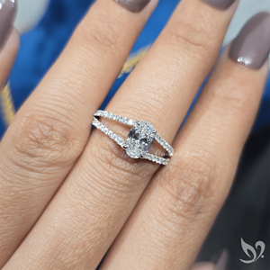 Bague de fiançailles de luxe en or blanc 10K avec diamant de laboratoire ovale 1 carat certifié IGI, sertie pavé, pour cadeau de mariage - Product Image 5