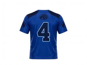 Maillot de football sublimé haut de gamme du fabricant, bleu, numéro 4, manches courtes, uniforme d'équipe athlétique respirant, vente en gros - Product Image 3