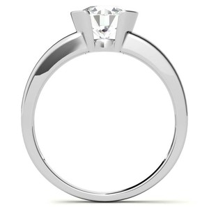 Round Cut Moissanite Half Bezel <b>Ring</b> 925 Sterling <b>Silver</b> White Gold Plated Modern <b>Solitaire</b> Engagement Wedding Promise <b>Ring</b> - Product Image 2