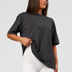 T-shirt ample à col rond et épaules tombantes pour femme, écologique, respirant, idéal pour le sport en été - Product Image 4