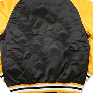 Chaqueta Bomber Negra y Amarilla de Grambling State, Premium, con Cierre Completo, Satén con Ribete de Punto y Forro de Viscosa Suave, para Primavera - Product Image 5