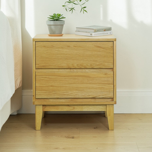 Rubberwood Nightstand for Bedroom Wood Bedside Table with 2-Drawer Vietnam Furniture OEM/ODM - Product Image 1