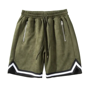 Pantalones Cortos Deportivos para Hombre 2026, Color Verde Oliva, con Bolsillos con Cierre, Cintura con Cordón, Tejido Transpirable de Poliéster, Estilo Casual - Product Image 1