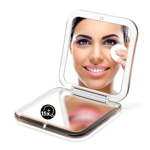 Gold 30.5 Pocket Size <b>Square</b> Hand <b>Mirror</b> 1X/15X Magnification Folding Compact Makeup <b>Mirror</b> for Travel - Product Image 1