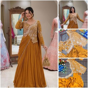 Conjunto de Lehenga Choli con Bordado de Moda, Blusa con Lentejuelas y Diseño Completamente Cosido, Talla Única para Bodas - Product Image 6