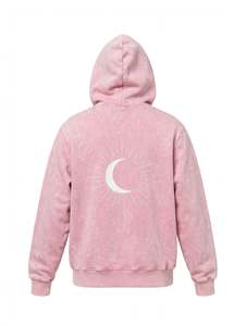 Custom Pink Acid <b>Wash</b> 100% Cotton Breathable Hip Hop Hoodie Sun Cloud <b>for</b> Oversized Heavyweight Vintage Fleece <b>Men</b> - Product Image 4