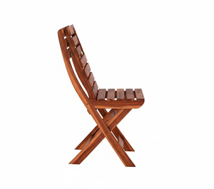 Chaise de salle à manger pliable en bois massif moderne, design minimaliste, idéale pour les voyages, avec assise en bois à lattes, siège compact en bois - Product Image 2