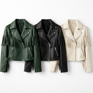 Factory Direct Womens Leather <b>Jacket</b> with <b>Fringe</b> for Wholesale - OEM Custom Options from Manufacturer - Product Image 5