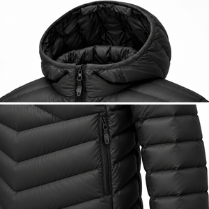 Chaqueta de plumón para hombre, informal, con cuello alto, de nailon, transpirable, gruesa, cortavientos, con capucha, para invierno, para actividades al aire libre, con relleno, al por mayor, OEM - Product Image 6