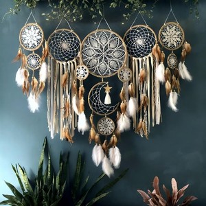 Ensemble de attrape-rêves bohèmes en bois de pin artisanal - Art mural en macramé en gros - Product Image 4