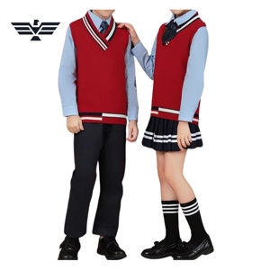 Chaleco Escolar Formal Personalizado de Algodón Tejido, Cuello en V, Sin Mangas, para Niños Unisex, con Logotipo Personalizado - Product Image 2