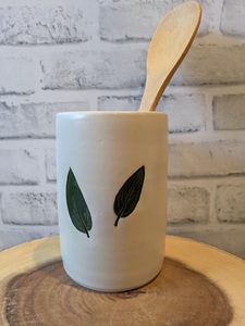 Portautensilios de Cerámica Artesanal con Estampado de Lavanda, Acabado Brillante, Resistente, para Almacenamiento en la Cocina, Decorativo - Product Image 3