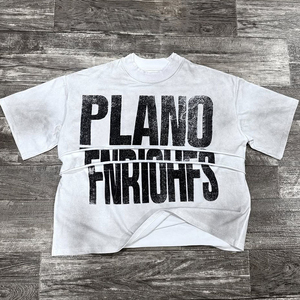 เสื้อยืดคอตตอนแท้ 100% ทรงโอเวอร์ไซส์ แบบเรียบ สไตล์วินเทจ ล้างสีแล้ว เสื้อยืดสตรีทแวร์สั่งทำได้ - Product Image 4