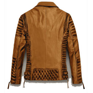 2025 Autumn Winter Short Thick Windproof Woolen Mens Varsity Leather <b>Jacket</b> with Studded Spikes and <b>Rhinestones</b> - Product Image 6