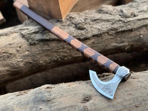 Premium Industrial Handmade Outdoor Builder's Axe <b>Head</b> Stainless Steel Blade Wooden Leather <b>Wrapped</b> Grip 6 Cutting Edge for - Product Image 6