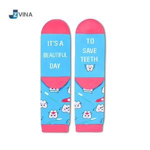 JZVINA <b>Women</b> Ankle <b>Socks</b> Cotton Blend Breathable Digital Print Cartoon Tooth Pattern Novelty Daily Wear Autumn Style - Product Image 4