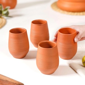 Tasse à thé classique en argile terracotta orange faite à la main, 400 ml, réutilisable, écologique, pour le camping - Product Image 5