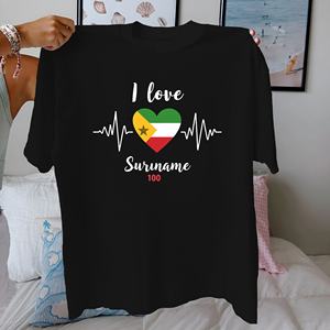 I Love เสื้อยืดผู้หญิงผ้าคอตตอนแท้รูปหัวใจ, เสื้อยืดสวมใส่สบาย - Product Image 1