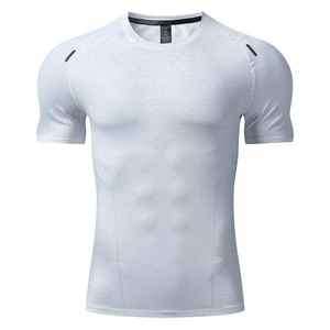 Camiseta Deportiva Casual para Hombre, 88% Poliéster, 12% Elastano, Manga Corta, Cuello Redondo, Diseño Sólido, Camiseta de Compresión, Moldeadora - Product Image 6