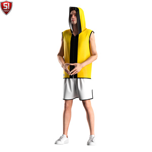 Wholesale Sleeveless <b>Hooded</b> Boxing <b>Robe</b> for Men Gym Training MMA Muscle Fit XL Custom Logo Sportswear Polyester Cotton - Product Image 3