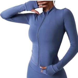 Custom Logo Lightweight Breathable Plus Size Athletic Fitness <b>Yoga</b> Top Long Sleeve Zipped <b>Jacket</b> Women Four-Way Stretch Sports - Product Image 6