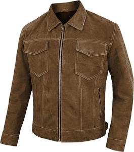 Chaqueta Varsity de Gamuza de Lujo para Hombre – Chaqueta Urbana Moderna con Acabado de Tela Premium Cómodo, Gamuza Marrón Clásica - Product Image 5