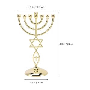 Porte-bougie en métal doré avec motif étoile et croix, support décoratif multi-religieux pour bougies, idéal pour la table, la maison et les événements - Product Image 5