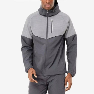 Chaqueta con Capucha para Hombre, Color Naranja y Gris, Bloques de Color, Manga Larga, Impermeable, Deportiva, Cortavientos, Ropa de Invierno, Material de Poliéster - Product Image 5