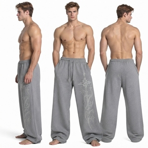 <b>Men's</b> <b>Winter</b> Rhinestone Sweat Pants Wide Leg <b>Men</b> Sweat <b>Trouser</b> Drawstring Waist Fleece Joggers <b>Men</b> Heavyweight Baggy Sweatpants - Product Image 5