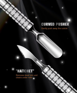 Pousse-cuticules double tête amélioré - Outil de manucure en acier inoxydable à bords courbés et biseautés, outils de beauté - Product Image 6