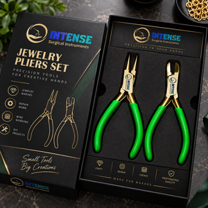 Juego de alicates profesionales para joyería, alicates de punta redonda, cortador de alambre, acabado dorado, mango verde, herramientas para hacer joyas - Product Image 6