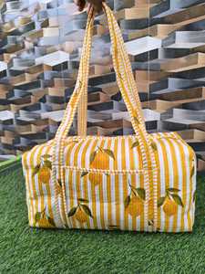 Large Quilted Cotton Bohemian Fashion Duffle Bag with Floral Print ZIP Closure Two <b>Straps</b> <b>Shoulder</b> Travel Bag - Product Image 6