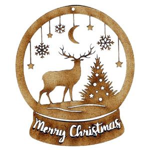 Wholesale Laser Cut Wooden Christmas Tree Ornament Custom Reindeer Snow Globe Hanging Wood <b>Crafts</b> Holiday Decoration Pendant - Product Image 1