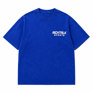 <b>Men's</b> Blue Casual Short Sleeve T-<b>Shirt</b> Heat-Transfer Printed Cotton Breathable Summer Wear Soft Street Style Front Logo - Product Image 2