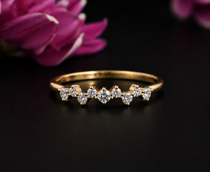 Dainty Diamond Band <b>Ring</b> 0.20 Ct Natural Diamonds Minimal <b>Stacking</b> Contour Wedding <b>Ring</b> - Product Image 1